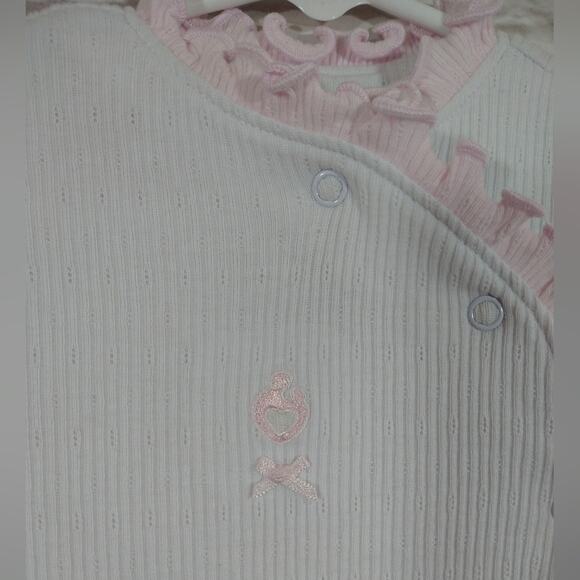 L Mother and Child by Janel Russell Vintage White Pink Sleeper Jumpsuit NWT 6M - Picture 6 of 9